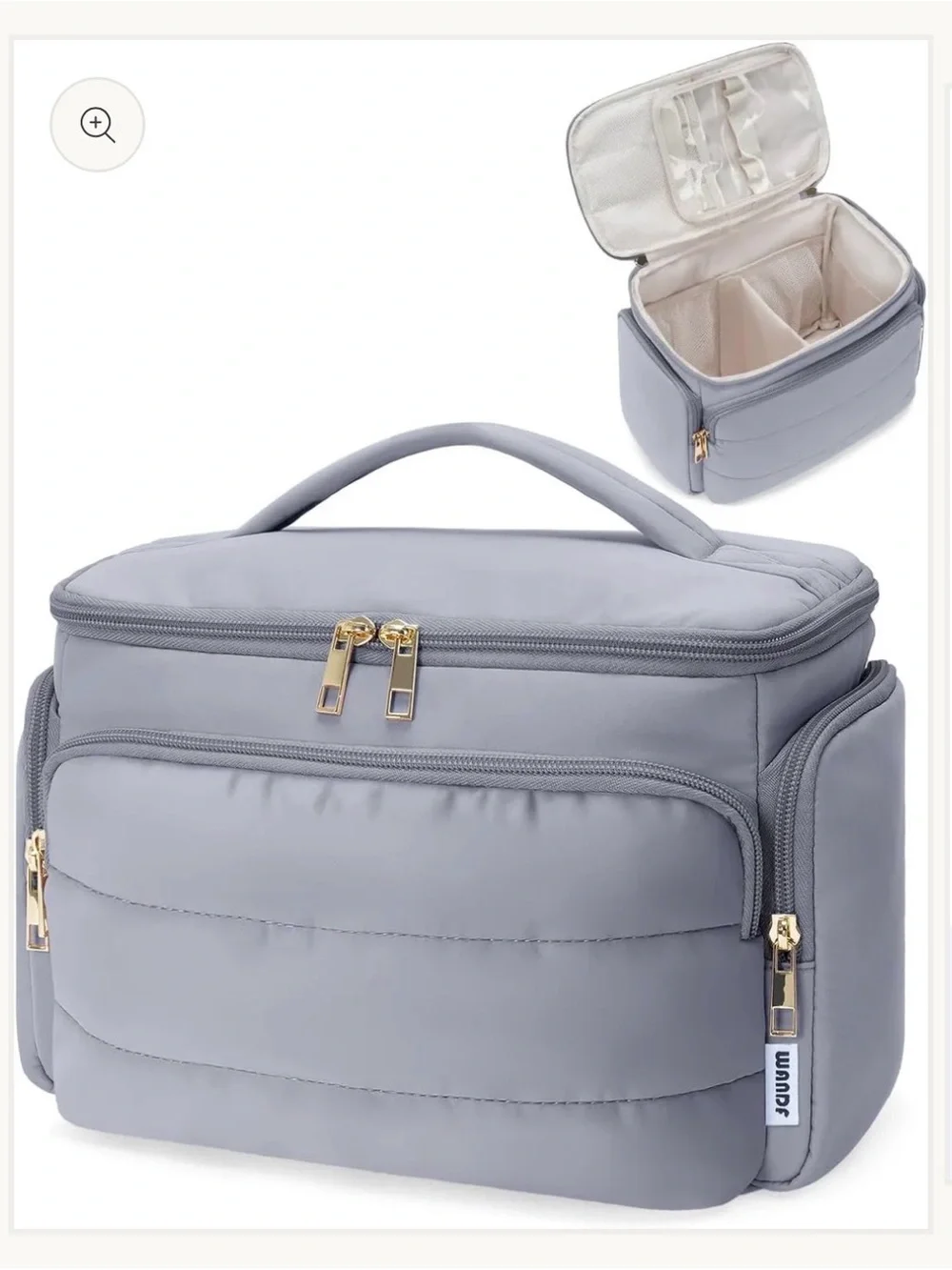 WANDF Travel Toiletry Bag for Women, Wide-open Large Makeup Bag with Handle